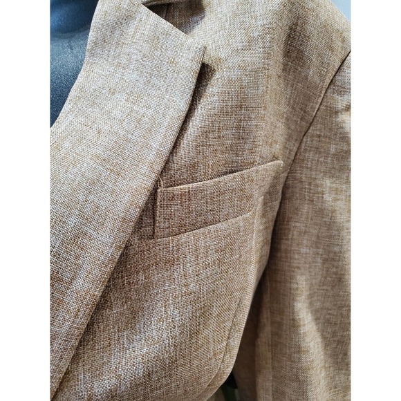 L' Atiste Beige Polyester Full Sleeve Notch Lapel Button Front Bodysuit Blazer M - Picture 3 of 11